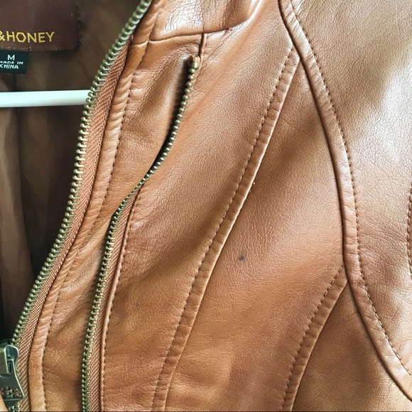 Hive&Honey Faux Brown Leather Jacket - Picture 6 of 10